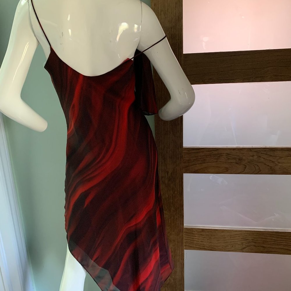 red and black sheer multi layer dress with shawl